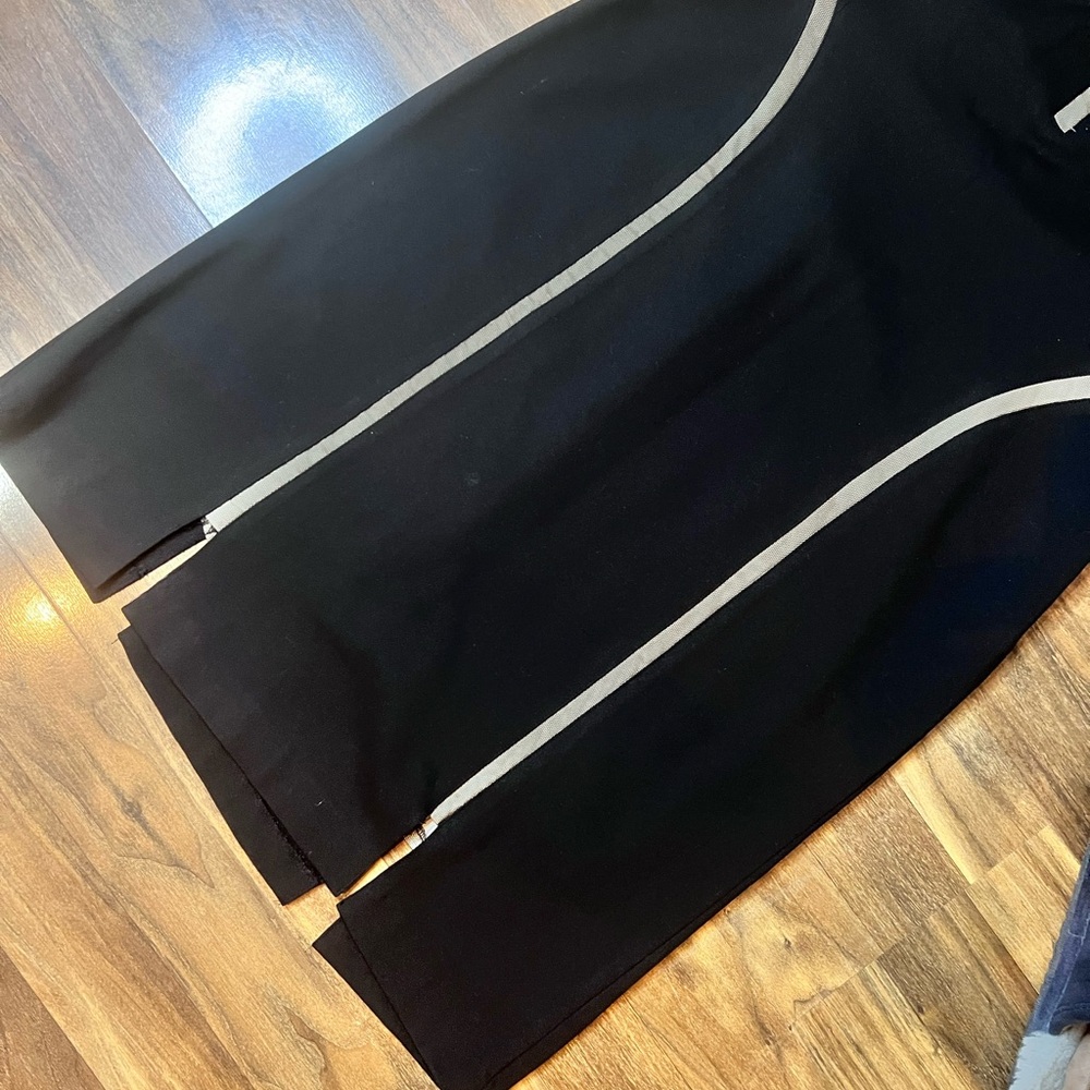Aidan Mattox Black Midi Dress with sheer panel Trim - Picture 5 of 9